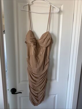 Spaghetti Strap Club Homecoming Ruched Midi Dress Size 1XL 14 SHEIN